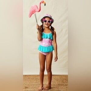 Matilda Jane Girls Swimsuit Size 6 Enchanted Garden Flamingo One Piece NWOT